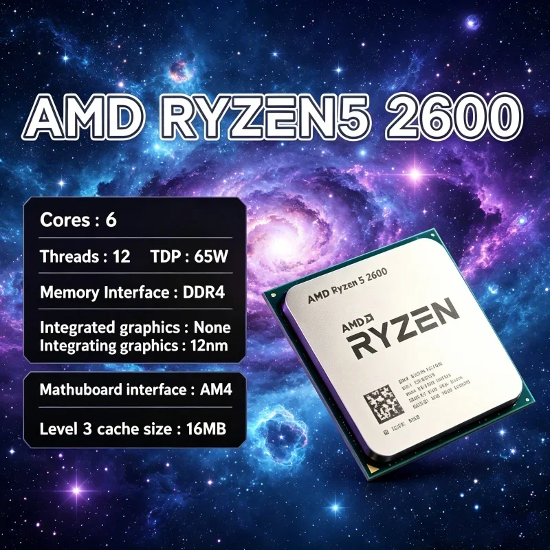 AMD Ryzen 5 2600 R5 2600 6 Cores 12 Threads 3.9GHz AM4 Desktop CPU Fully Tested Loose Package No Cooler
AMD Ryzen 5 2600 R5 2600 6 Cores 12 Threads 3.9GHz AM4 Desktop CPU Fully Tested Loose Package No Cooler