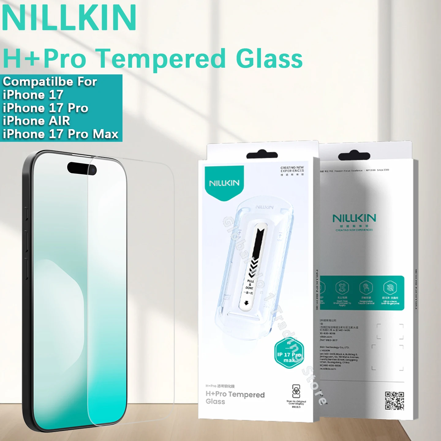 NILLKIN Compatible For iPhone 17 Pro Max/17 AIR/17 Pro H+PRO high-definition tempered transparent tempered glass protective film
NILLKIN Compatible For iPhone 17 Pro Max/17 AIR/17 Pro H+PRO high-definition tempered transparent tempered glass protective film