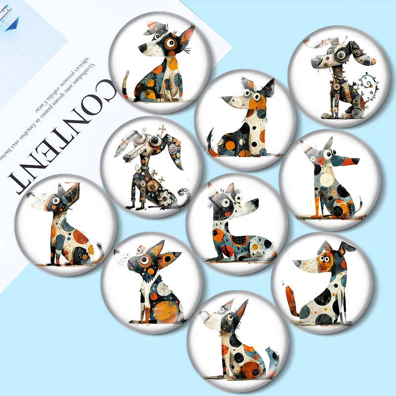 Whimsical Dog Clipart 12mm/16mm/18mm/20mm /30mm Round glass cabochon flat back Making findings for bracelets
Whimsical Dog Clipart 12mm/16mm/18mm/20mm /30mm Round glass cabochon flat back Making findings for bracelets