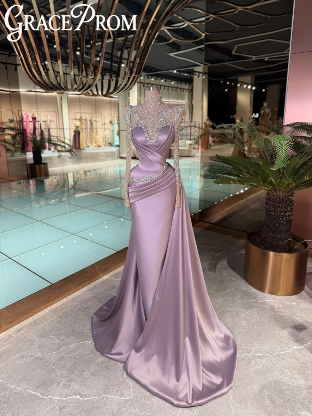 Light Purple Silver Crystal Evening Dress Charming Satin Long Sleeved Formal Party Gown 2026 Customized Opulent Red Carpet Gown
Light Purple Silver Crystal Evening Dress Charming Satin Long Sleeved Formal Party Gown 2026 Customized Opulent Red Carpet Gown