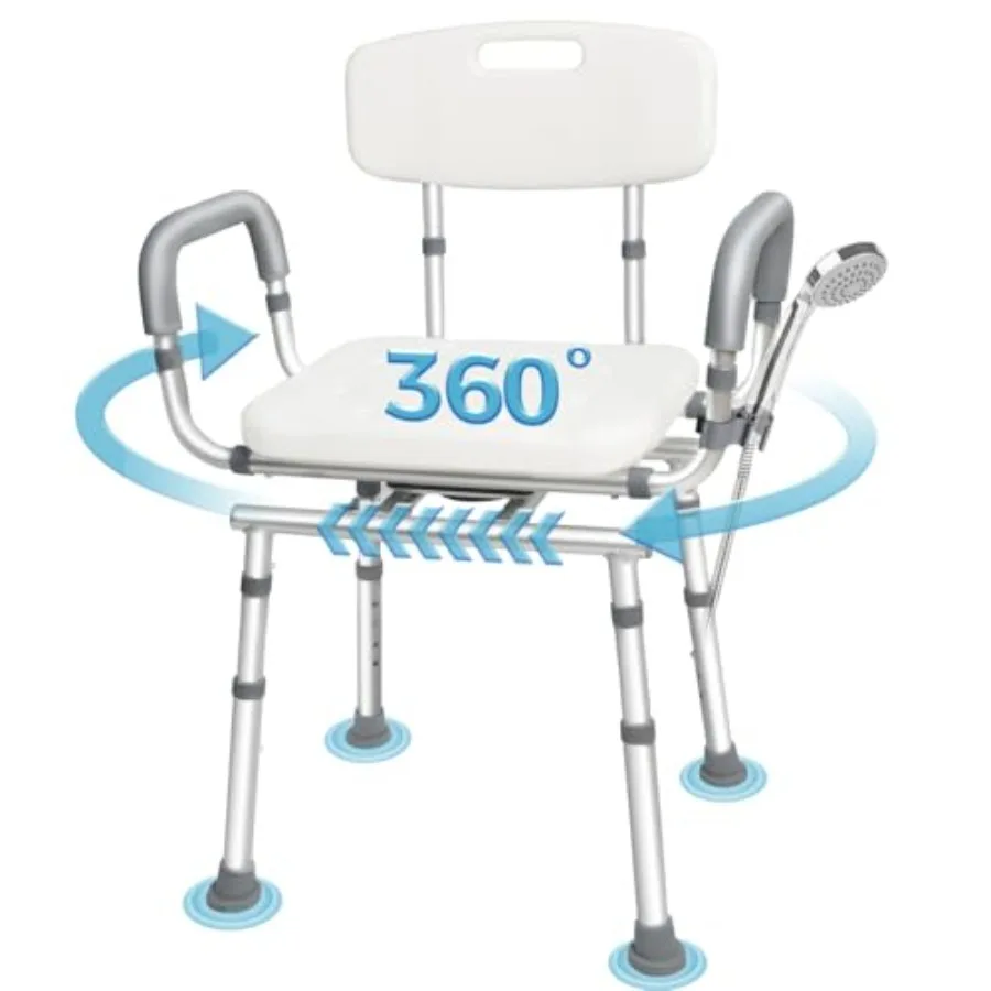Swivel Shower Chair with Arms and Back 450lbs Heavy Duty for Elderly and Disabled Indoor Shower Stool with Non-Slip Base in Gra
Swivel Shower Chair with Arms and Back 450lbs Heavy Duty for Elderly and Disabled Indoor Shower Stool with Non-Slip Base in Gra