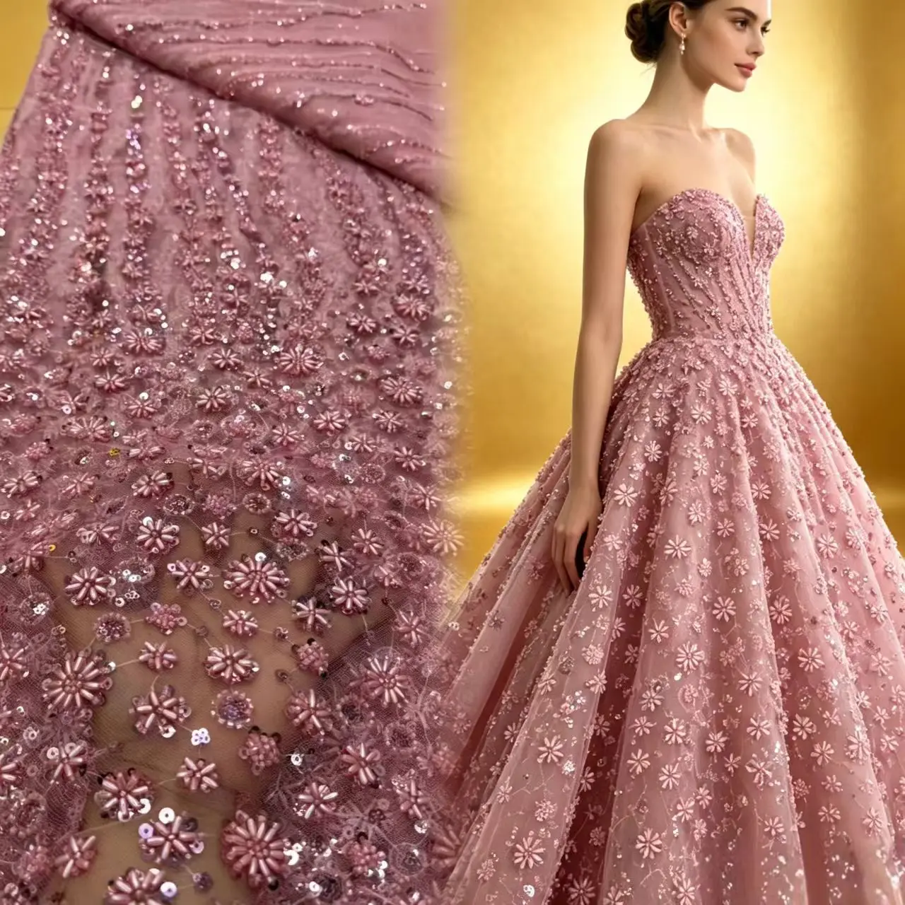 2026 3D Flower Beaded Sequin Tulle Lace Fabric, Luxury Handmade Embroidery Mesh Fabric for Wedding Dress Evening Gown
2026 3D Flower Beaded Sequin Tulle Lace Fabric, Luxury Handmade Embroidery Mesh Fabric for Wedding Dress Evening Gown