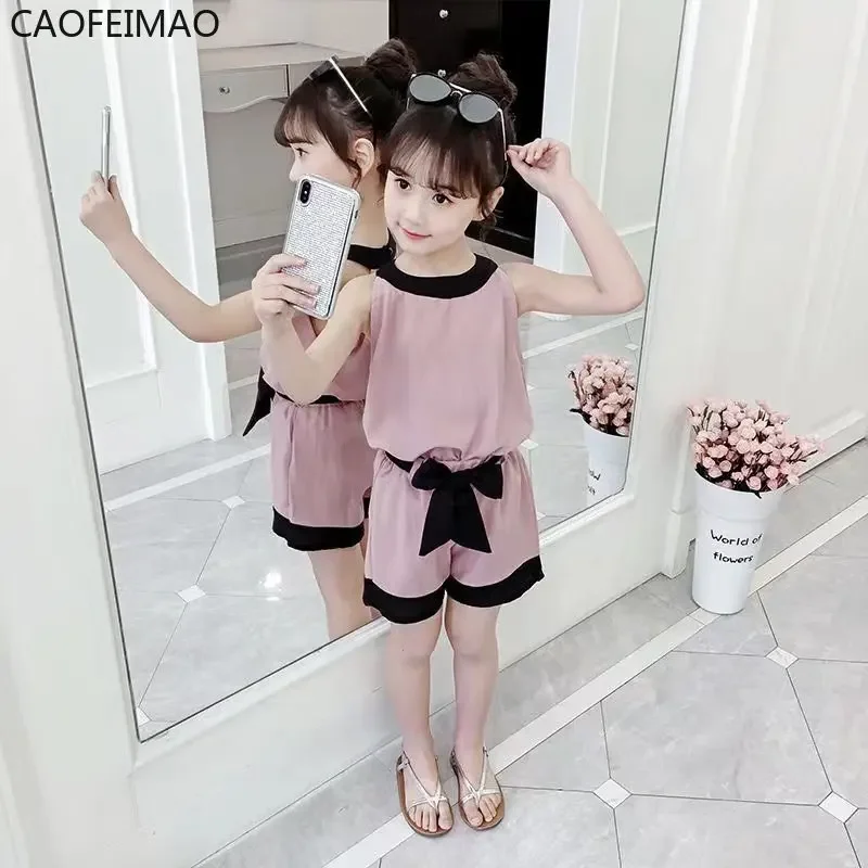 Kids Summer Clothes Girls Patchwork Girls Clothes Set Vest + Short 2PCS Outfits For Girls Casual Style Big Bow Kids Clothing
Kids Summer Clothes Girls Patchwork Girls Clothes Set Vest + Short 2PCS Outfits For Girls Casual Style Big Bow Kids Clothing