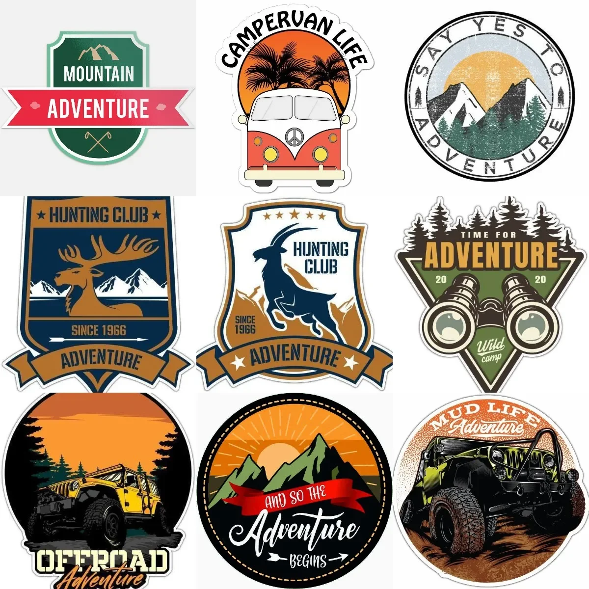 Adventure Awaits Camping Creative Emblem PVC Waterproof Stickers Accessories for Car Camper Van Bicycle Truck Table Off-road
Adventure Awaits Camping Creative Emblem PVC Waterproof Stickers Accessories for Car Camper Van Bicycle Truck Table Off-road