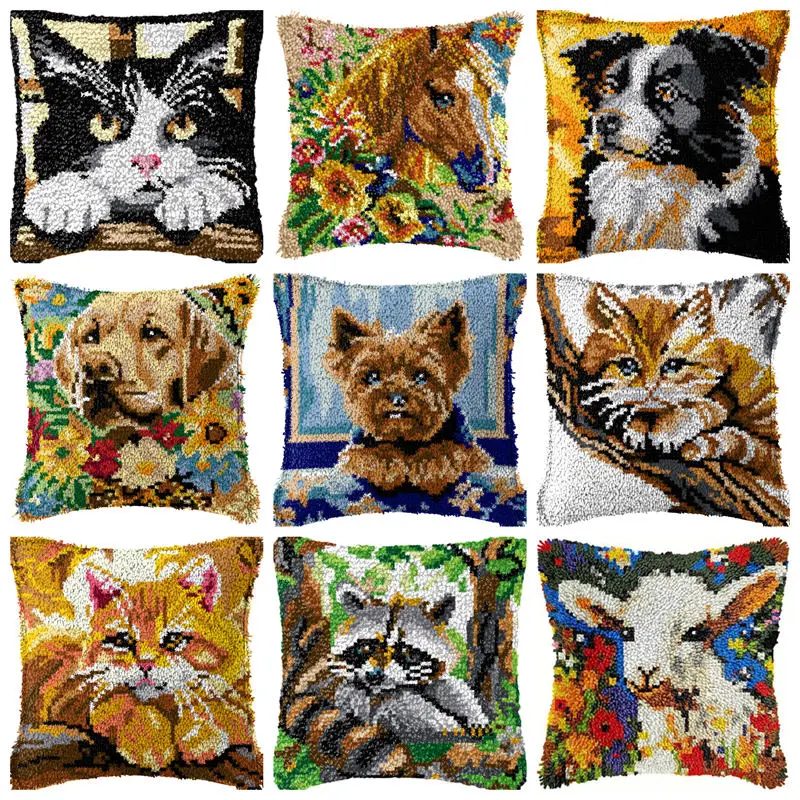 Animal Cushion Smyrna Button Package Cartoon Cat Dog Horse Latch Hook Throw Pillow Embroidery Pillow Hook Kit Set For Needlework
Animal Cushion Smyrna Button Package Cartoon Cat Dog Horse Latch Hook Throw Pillow Embroidery Pillow Hook Kit Set For Needlework