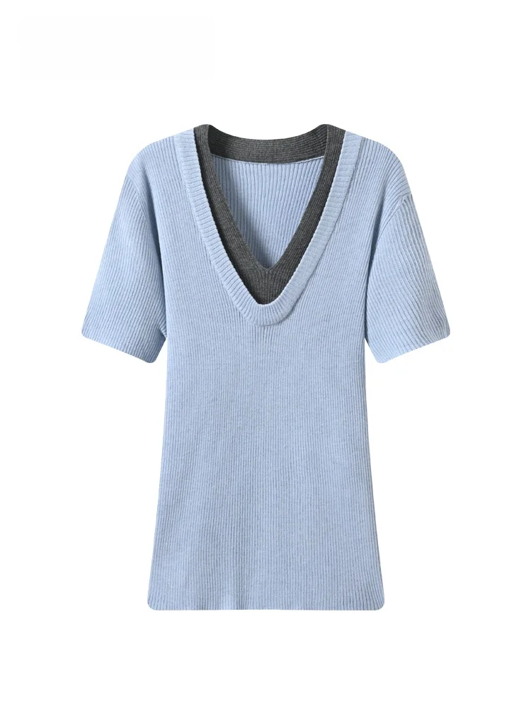 plus Size Women's Short Sleeve T-Shirt U-Neck Splice Design Summer New Style Big Sister Casual Comfortable Loose Fit Top
plus Size Women's Short Sleeve T-Shirt U-Neck Splice Design Summer New Style Big Sister Casual Comfortable Loose Fit Top