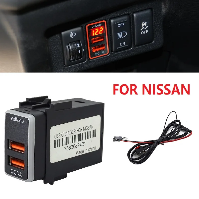 QC 3.0 Quick Charging Car Dual USB Phone Fast Charger Adapter 12V Cable Power Adapter LED Digital For Nissan Display Accessories
QC 3.0 Quick Charging Car Dual USB Phone Fast Charger Adapter 12V Cable Power Adapter LED Digital For Nissan Display Accessories