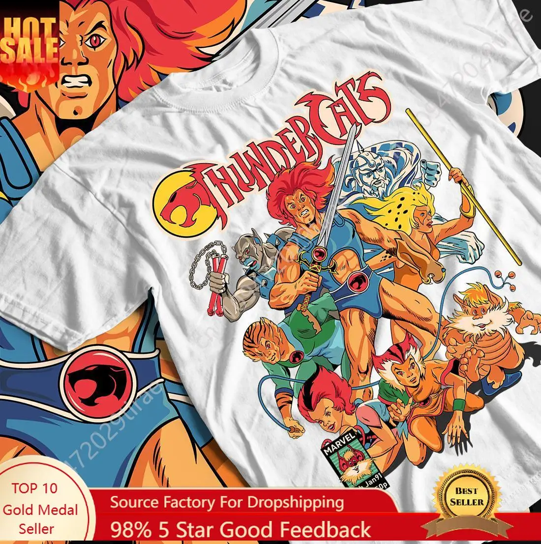 ThunderCats Anime Shirt Pattern T-shirt Men's and Women's Summer Cotton Loose Fashion Top
ThunderCats Anime Shirt Pattern T-shirt Men's and Women's Summer Cotton Loose Fashion Top