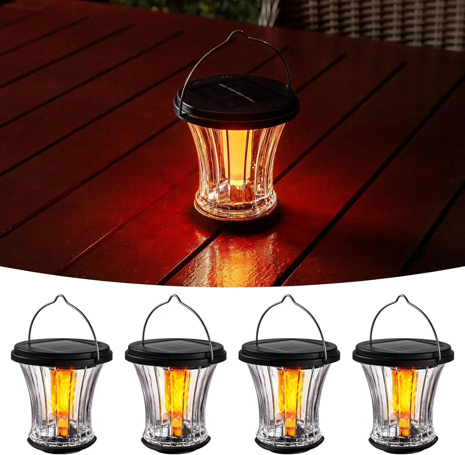 Waterproof Solar Lanterns, Flickering Flame Outdoor Lights, 4-Pack for Patio Garden Pathway Camping
Waterproof Solar Lanterns, Flickering Flame Outdoor Lights, 4-Pack for Patio Garden Pathway Camping