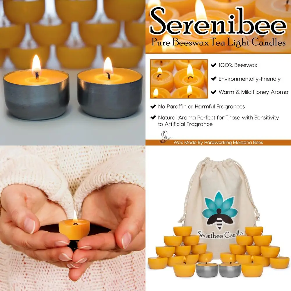 Serenibee Beeswax Tea Light Candles Refills with Two Custom Reusable Sturdy Steel Candle Holders and Reusable Cotton Bag Eco Fri
Serenibee Beeswax Tea Light Candles Refills with Two Custom Reusable Sturdy Steel Candle Holders and Reusable Cotton Bag Eco Fri