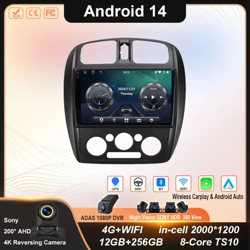 Android 14 Car Radio Multimedia Video Player For Mazda 323 BJ 2000 - 2003 Navigation Stereo Head Unit GPS Dash Cam Screen DSP 4G
Android 14 Car Radio Multimedia Video Player For Mazda 323 BJ 2000 - 2003 Navigation Stereo Head Unit GPS Dash Cam Screen DSP 4G