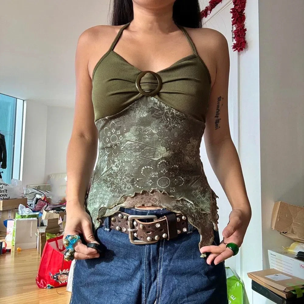 Vintage Backless Lace Halter Camisole Sleeveless Irregular Vest Women Streetwear Outfits Retro Boho Camisole Summer
Vintage Backless Lace Halter Camisole Sleeveless Irregular Vest Women Streetwear Outfits Retro Boho Camisole Summer