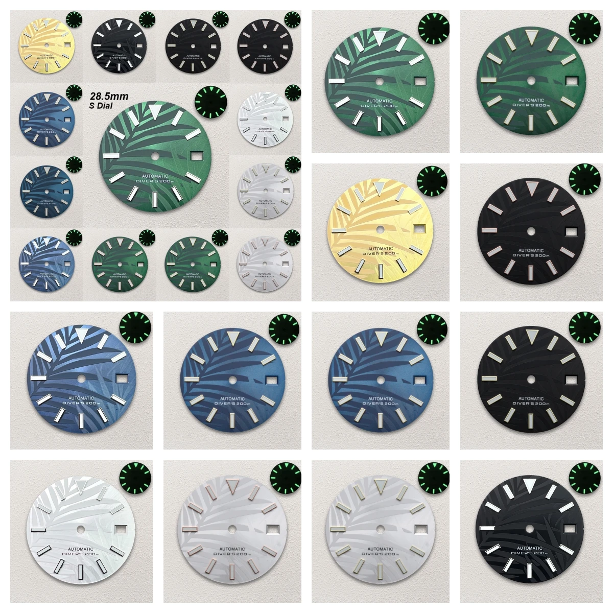 28.5mm S Logo SKX007 Dial Fit NH35/NH36/4R/7S Movement Green Luminous High-Quality Bamboo Leaf Watch Modification Accessories
28.5mm S Logo SKX007 Dial Fit NH35/NH36/4R/7S Movement Green Luminous High-Quality Bamboo Leaf Watch Modification Accessories