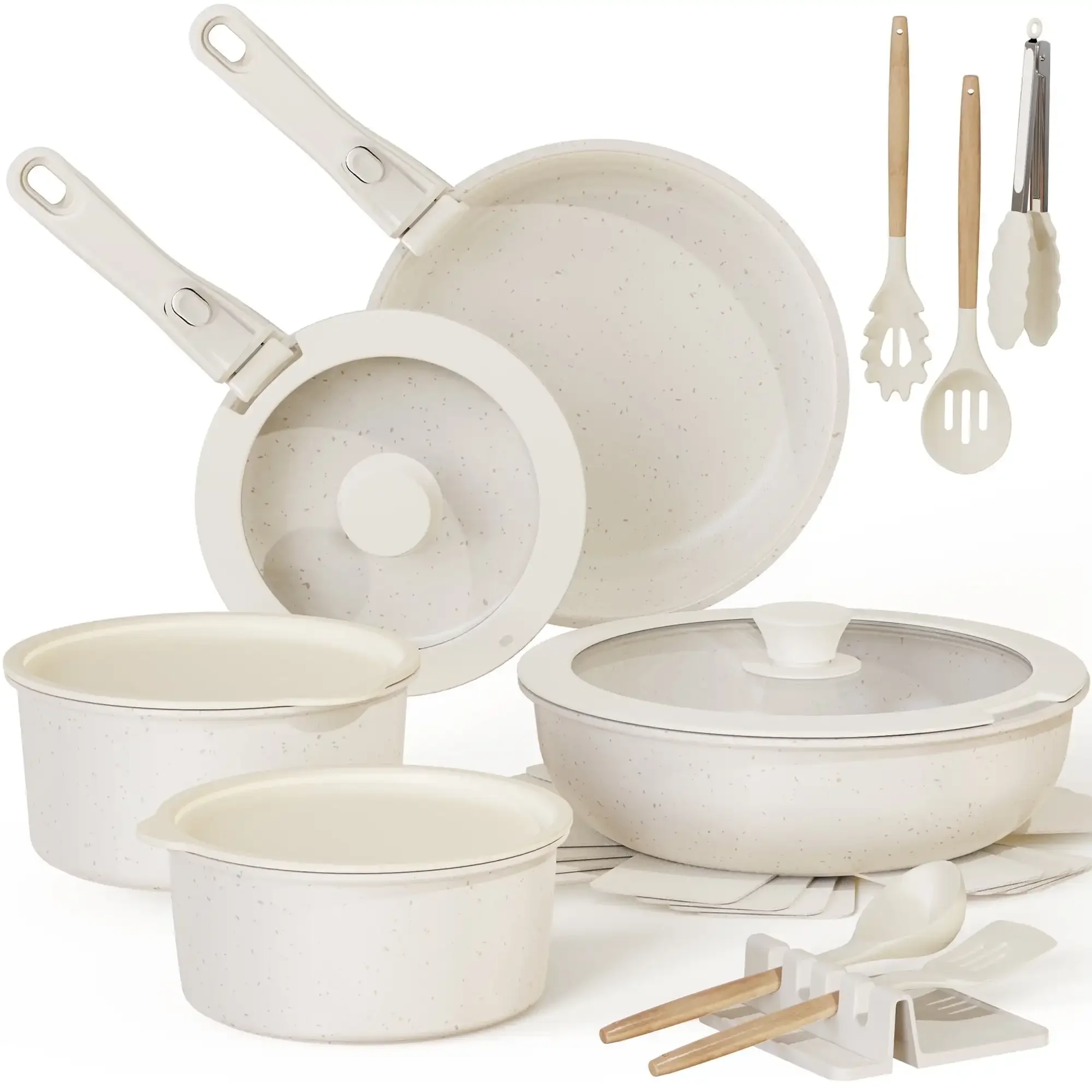 20 Piece Ceramic Pots and Pans Set Non Stick, Cookware Set with Detachable Handle, Oven Safe, Induction Ready
20 Piece Ceramic Pots and Pans Set Non Stick, Cookware Set with Detachable Handle, Oven Safe, Induction Ready