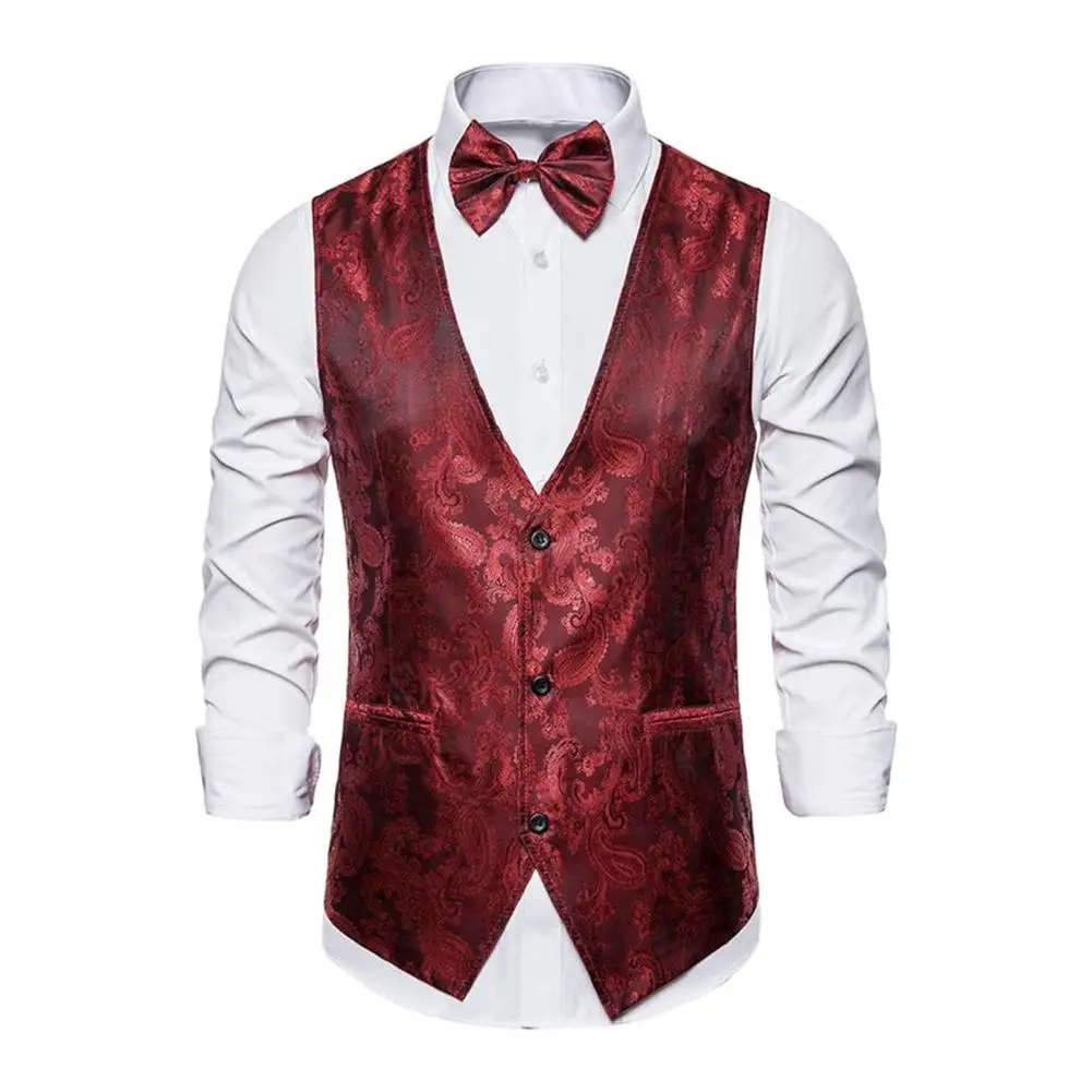 Men Suit Vest Warm Printed Single-breasted V-neck Suit Vest with Bow Tie Slim Fit Double Breasted Dress Vest for Men
Men Suit Vest Warm Printed Single-breasted V-neck Suit Vest with Bow Tie Slim Fit Double Breasted Dress Vest for Men