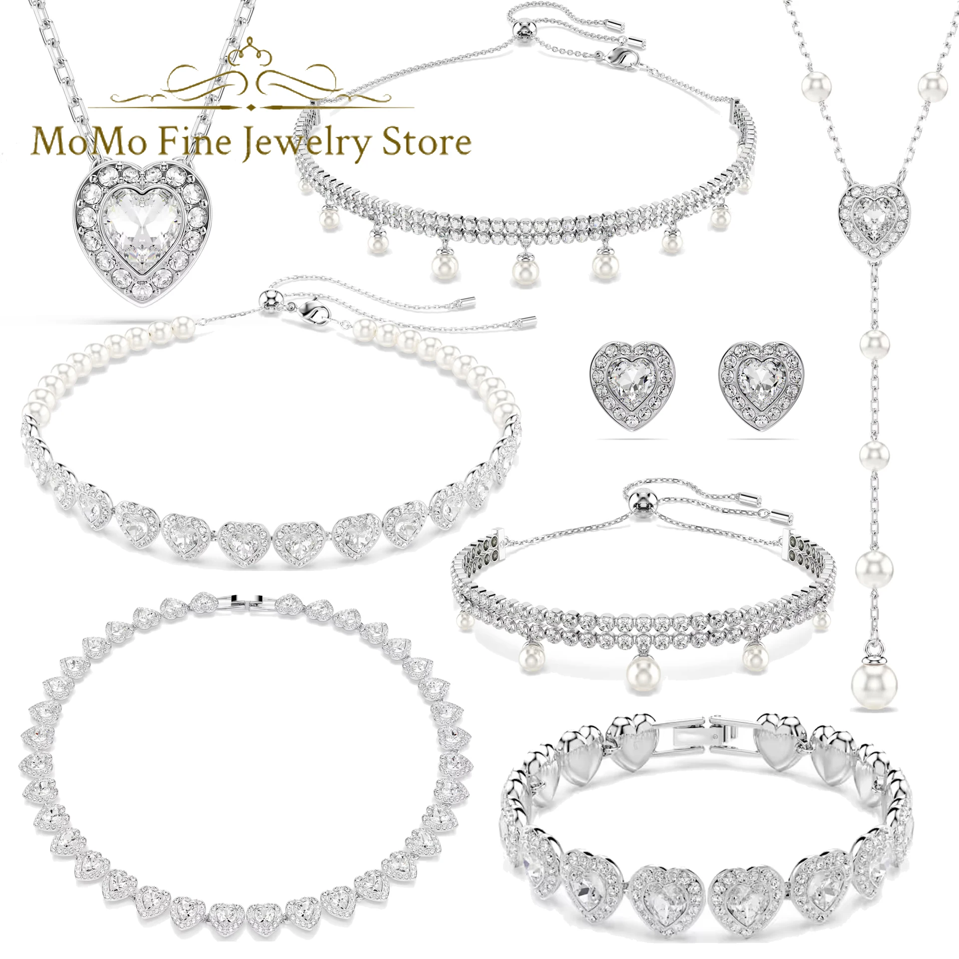 2025 New Trend Original Fine Wedding Jewelry Set Charm Silver Heart Shaped Crystal Luxury Women Pearl Necklace Bracelet Earrings
2025 New Trend Original Fine Wedding Jewelry Set Charm Silver Heart Shaped Crystal Luxury Women Pearl Necklace Bracelet Earrings