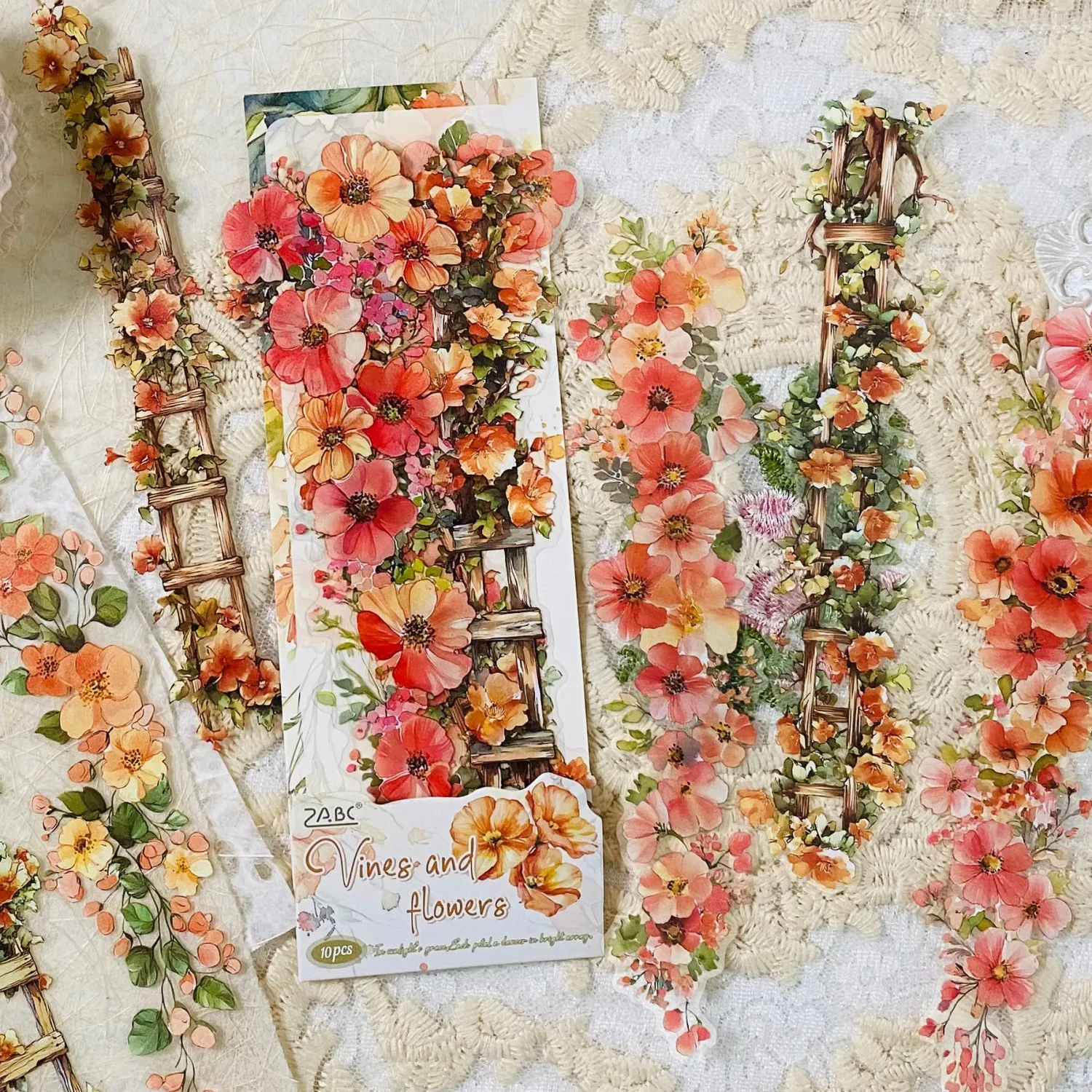Set of 10 Adhesive Floral Ladder Stickers Made from PET, Perfect for Scrapbooking, Journaling
Set of 10 Adhesive Floral Ladder Stickers Made from PET, Perfect for Scrapbooking, Journaling