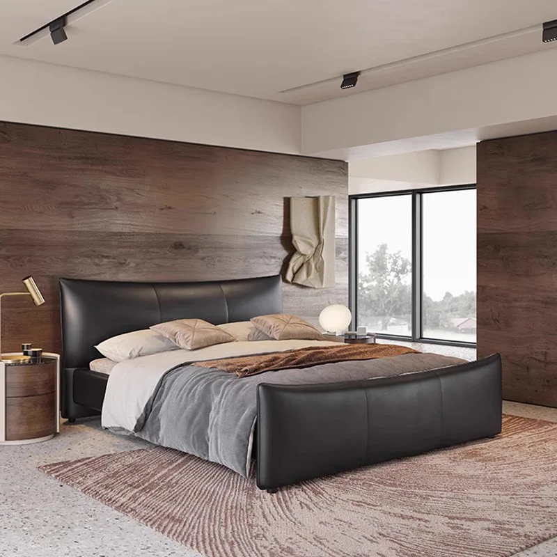 Italian minimalist leather bed master bedroom high-end atmosphere black first layer cowhide bed soft bag wedding bed
Italian minimalist leather bed master bedroom high-end atmosphere black first layer cowhide bed soft bag wedding bed