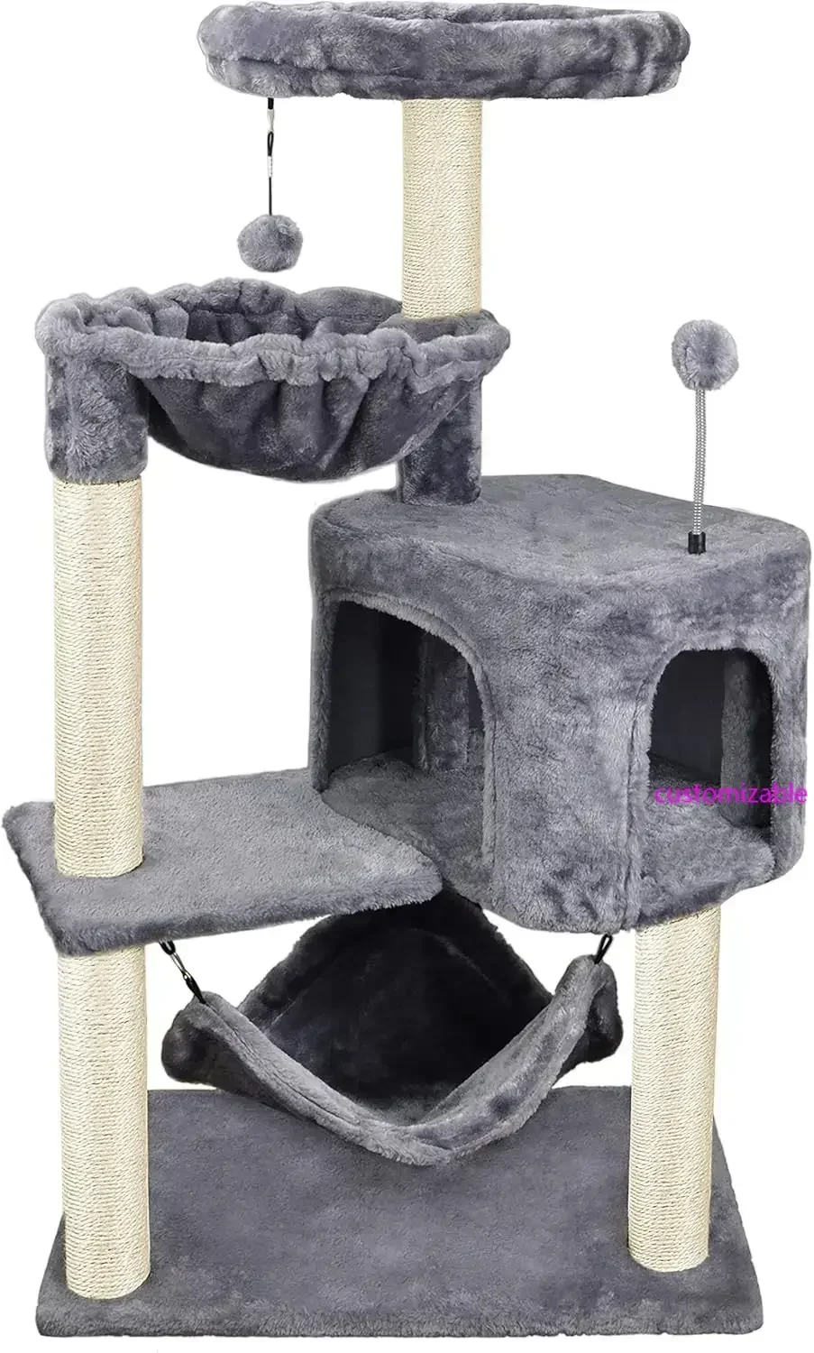 YUNIQUE Cat Tree with Cat Condo and Big Hammock, Grey
YUNIQUE Cat Tree with Cat Condo and Big Hammock, Grey