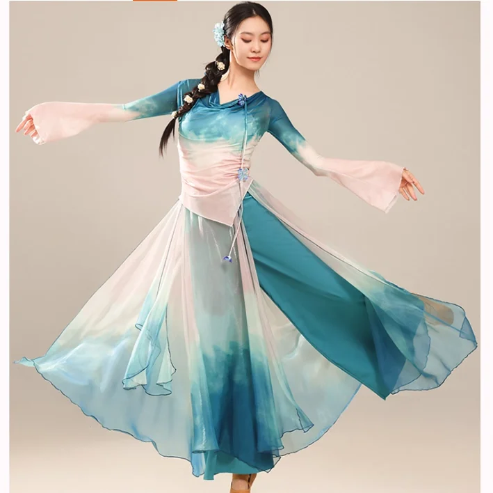 Chinese Dance Ethnic Performance Costumes, Classical Dance Dresses, Elegant Training Clothes
Chinese Dance Ethnic Performance Costumes, Classical Dance Dresses, Elegant Training Clothes