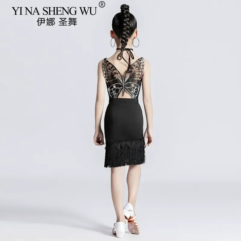 Child Latin Dance Skirt Girls Sexy Sleeveless Backless Butterfly Fringed Dresses Ballroom Tango Cha-cha Dance Practice Clothes
Child Latin Dance Skirt Girls Sexy Sleeveless Backless Butterfly Fringed Dresses Ballroom Tango Cha-cha Dance Practice Clothes