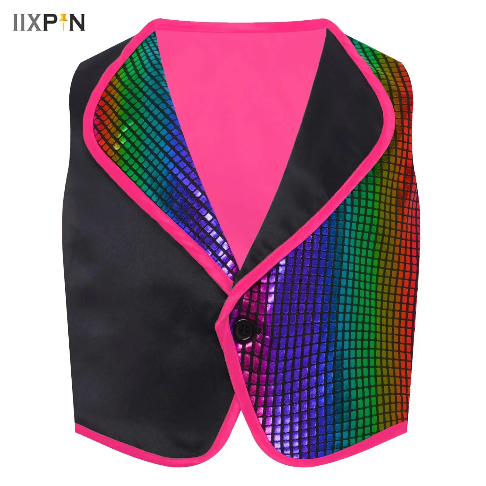 Unisex Girls Boys Jazz Dance Top Suit Kids Metallic Plaid Color Block Lapel Sleeveless Vest Waistcoat Party Performances Costume
Unisex Girls Boys Jazz Dance Top Suit Kids Metallic Plaid Color Block Lapel Sleeveless Vest Waistcoat Party Performances Costume