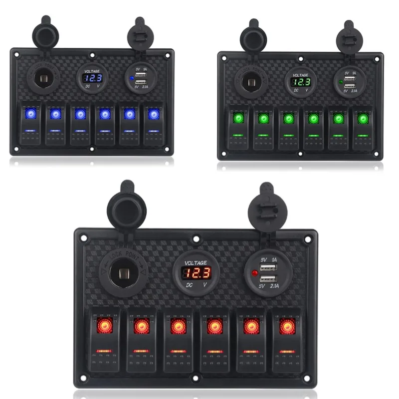 12V 6 Gang Switch Panel Socket Digital Voltmeter LED Display Rocker Aluminum Panel Power Adapter Dual USB For Car Marine Boat
12V 6 Gang Switch Panel Socket Digital Voltmeter LED Display Rocker Aluminum Panel Power Adapter Dual USB For Car Marine Boat
