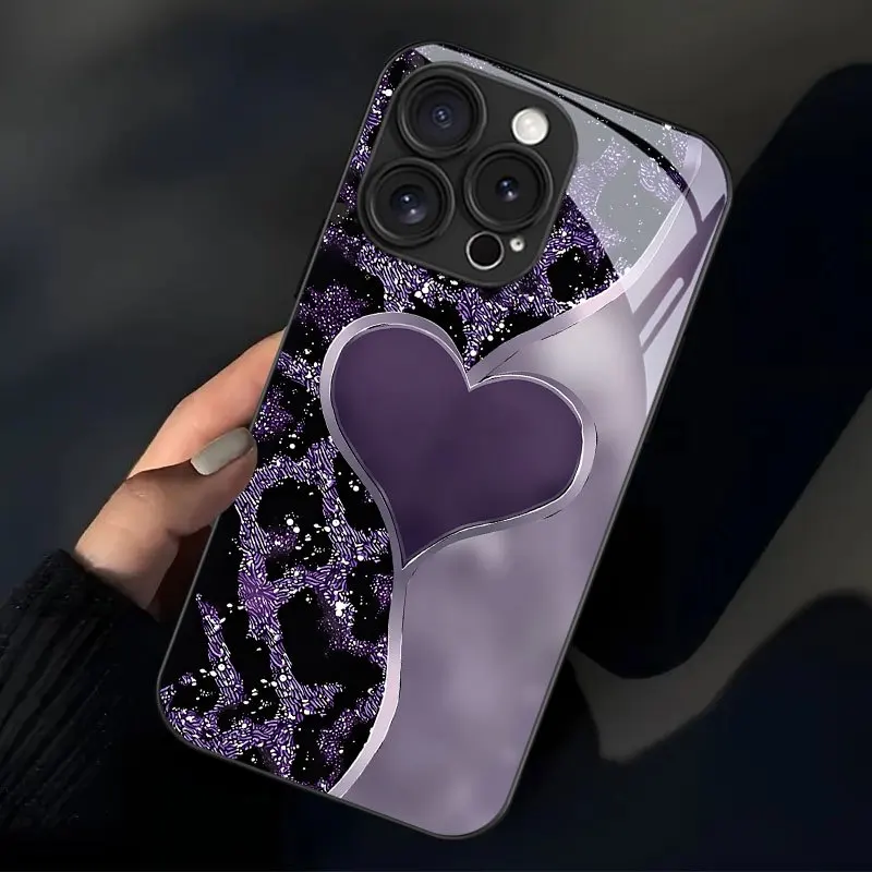 Purple heart-shaped patterned glass phone case suitable for iPhone 17 16 15 14 13 12 11 Pro/Max/Plus scratch resistant
Purple heart-shaped patterned glass phone case suitable for iPhone 17 16 15 14 13 12 11 Pro/Max/Plus scratch resistant