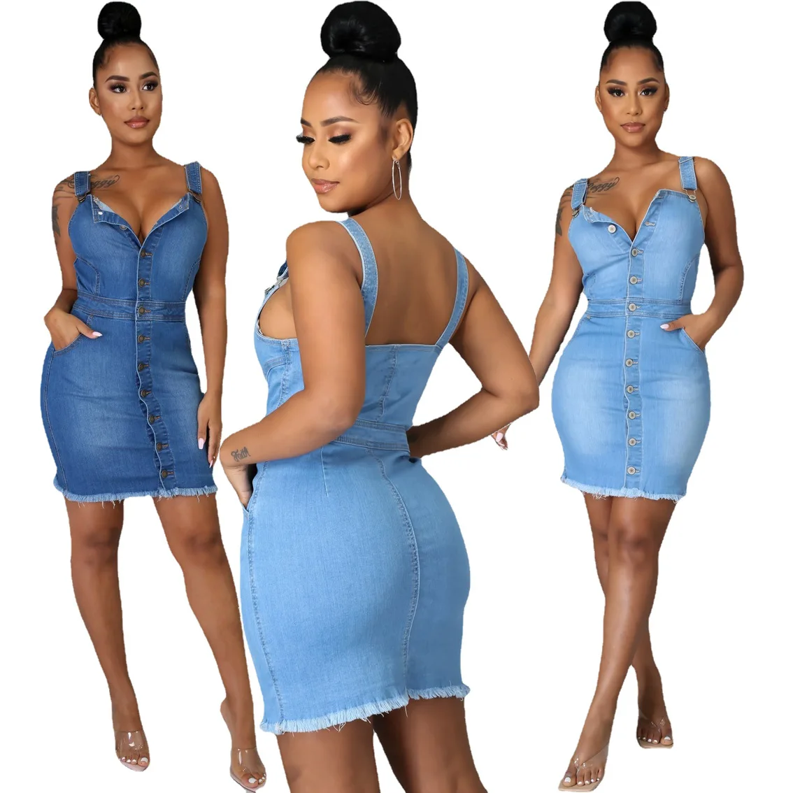 SKMY New Dresses For Women 2024 Sleeveless Spaghetti Strap Backless Single-Breasted Sexy Night Club Outfits Denim Dress Solid
SKMY New Dresses For Women 2024 Sleeveless Spaghetti Strap Backless Single-Breasted Sexy Night Club Outfits Denim Dress Solid