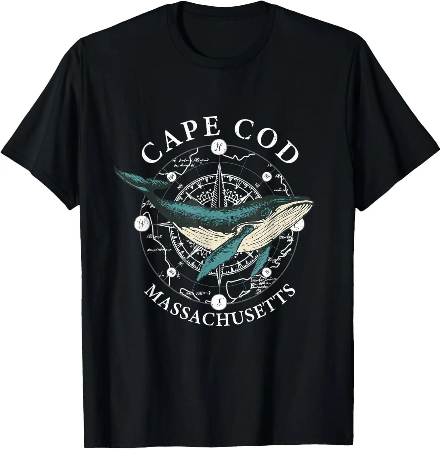 Cape Cod Massachusetts Humpback Whale Vintage Wind Rose T-Shirt
Cape Cod Massachusetts Humpback Whale Vintage Wind Rose T-Shirt