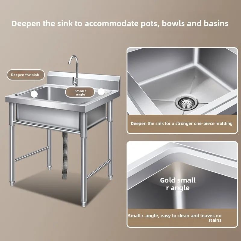 Thickened 304 Commercial Stainless Steel Sink Single Double Triple Bowl Kitchen Basin for Canteen Heavy Duty Wash Basin
Thickened 304 Commercial Stainless Steel Sink Single Double Triple Bowl Kitchen Basin for Canteen Heavy Duty Wash Basin