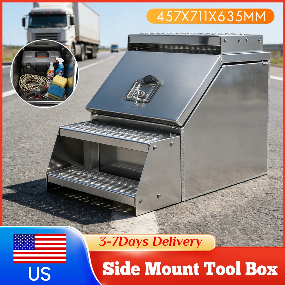 Aluminum Semi Truck Tool Box with T-Handle Lock Side Mount Storage Box 17.99x27.99x25in for Peterbilt Kenworth Vehicles Supplies
Aluminum Semi Truck Tool Box with T-Handle Lock Side Mount Storage Box 17.99x27.99x25in for Peterbilt Kenworth Vehicles Supplies