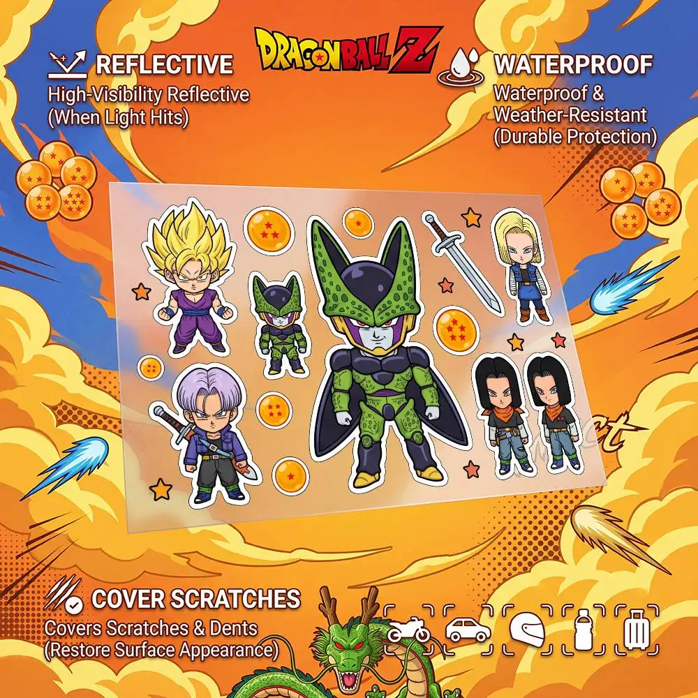 DRAGON BALL Goku Vegeta Multi Scene Waterproof Reflective Scratch Cover Stickers Fit Auto Motorcycle Helmet Refrigerator
DRAGON BALL Goku Vegeta Multi Scene Waterproof Reflective Scratch Cover Stickers Fit Auto Motorcycle Helmet Refrigerator