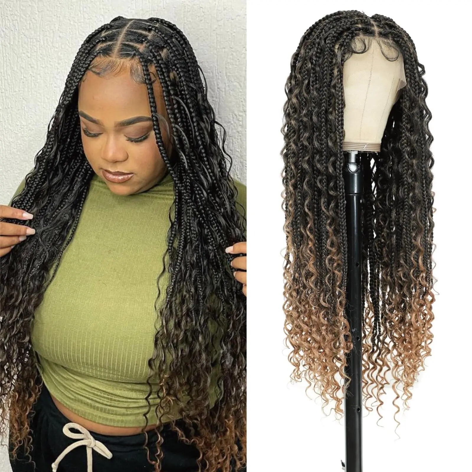 32" Knotless Full Lace Boho Braided Wigs for Black Women Bohemian Box Braids Wig
32" Knotless Full Lace Boho Braided Wigs for Black Women Bohemian Box Braids Wig