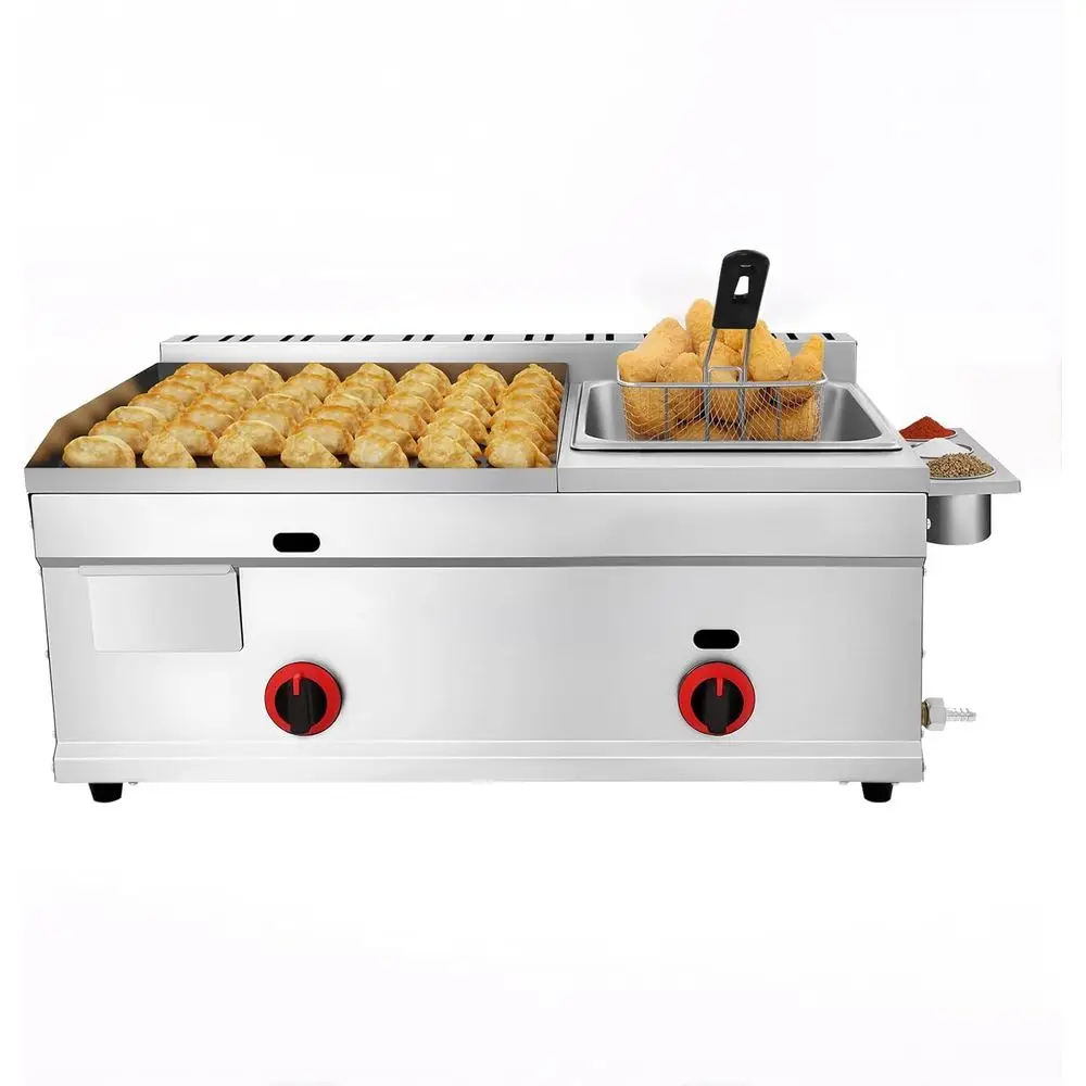 Heavy-Duty Stainless Steel Gas Griddle, Portable BBQ Hot Plate and Deep Fryer for Commercial Use
Heavy-Duty Stainless Steel Gas Griddle, Portable BBQ Hot Plate and Deep Fryer for Commercial Use