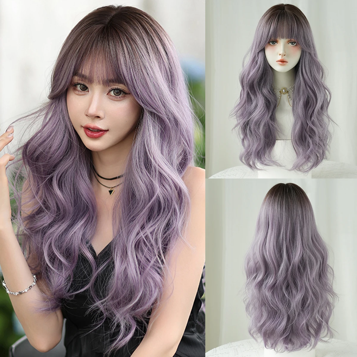 7JHH WIGS Long Water Wave Purple Wig for Women Synthetic Heat-Resistant Modest Fashion Wear and Go Wigs with Dark Roots
7JHH WIGS Long Water Wave Purple Wig for Women Synthetic Heat-Resistant Modest Fashion Wear and Go Wigs with Dark Roots