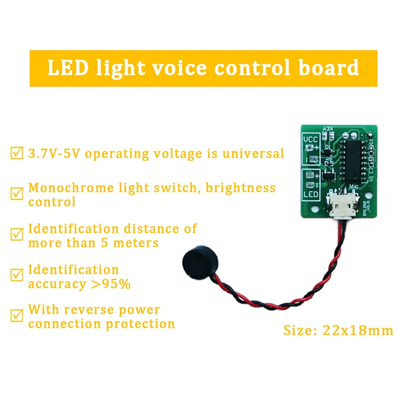 Voice Recognition Voice Control 3.7V 5V Circuit Board DYL2S0 Module LED Light Control Switch For Night Light English Language