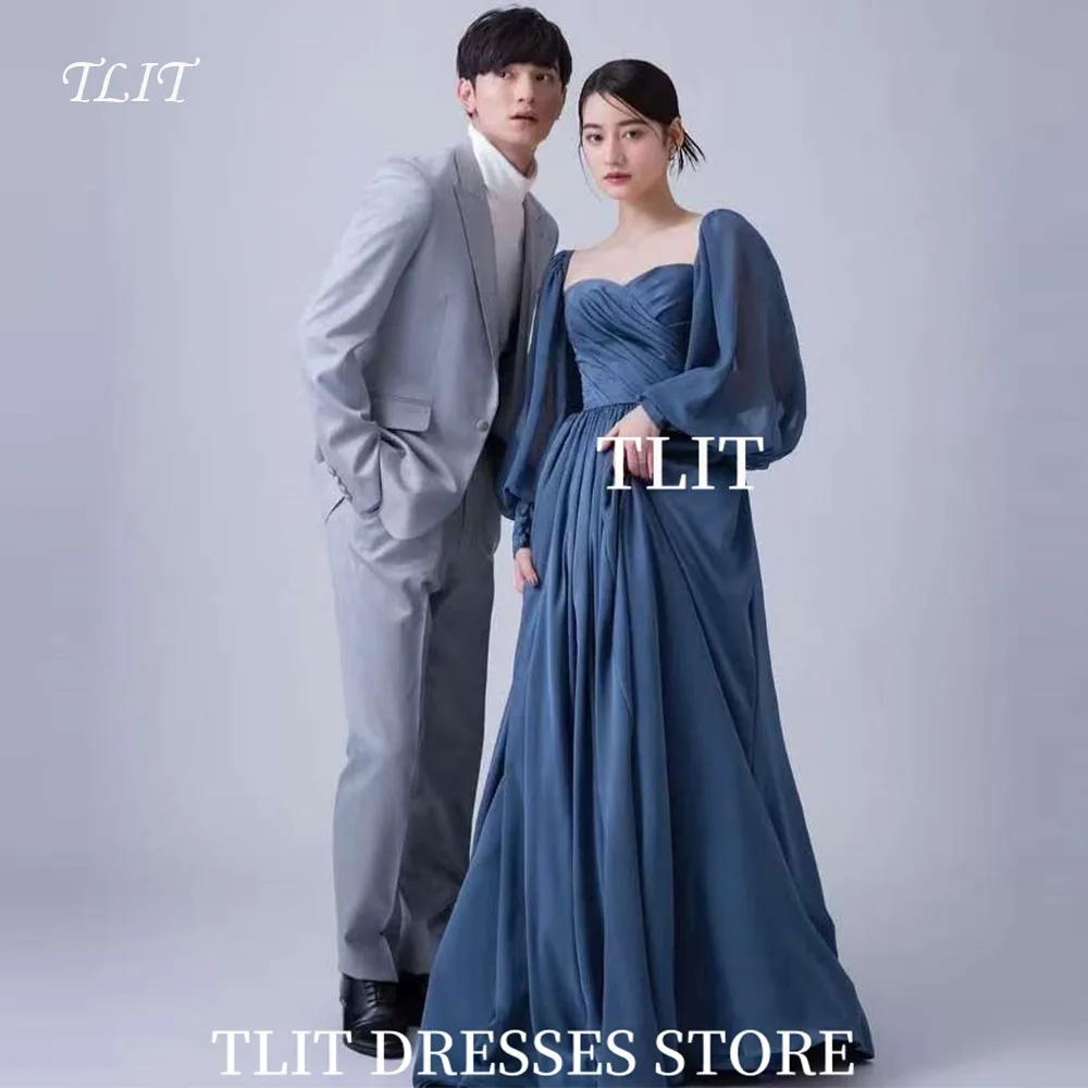 TLIT Elegant Blue A-Line Silk Satin Evening Dresses Korea Photo shoot Customized Short Long Puff Sleeves with Button Prom Gowns
TLIT Elegant Blue A-Line Silk Satin Evening Dresses Korea Photo shoot Customized Short Long Puff Sleeves with Button Prom Gowns