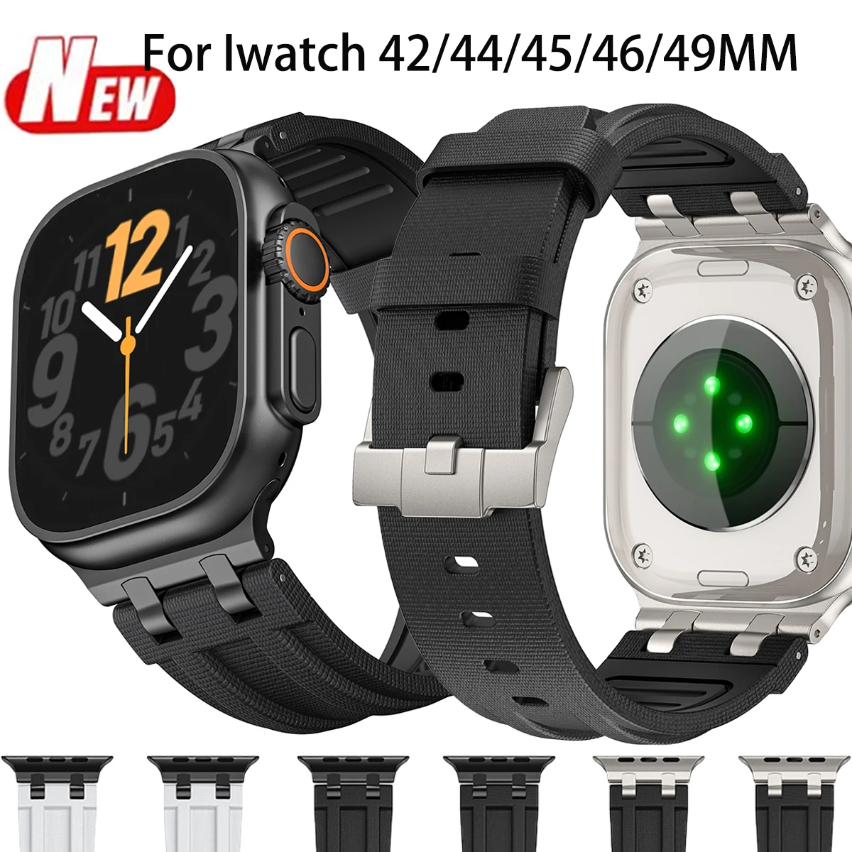 Fluororubber Band for Apple Watch 42 44 45 46 49mm Metal Connector Rubber Strap for Iwatch Ultra S11 10 9 8 7 6 SE3 Bracelet
Fluororubber Band for Apple Watch 42 44 45 46 49mm Metal Connector Rubber Strap for Iwatch Ultra S11 10 9 8 7 6 SE3 Bracelet