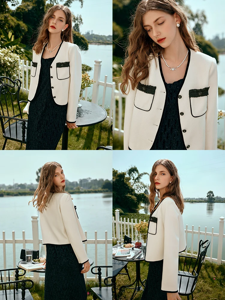 OLrain Woman Short Jackets Autumn 2025 Elegant Long Sleeve V-neck Pockets Contrasting Single Breasted Straight Coat G24CW83830
OLrain Woman Short Jackets Autumn 2025 Elegant Long Sleeve V-neck Pockets Contrasting Single Breasted Straight Coat G24CW83830