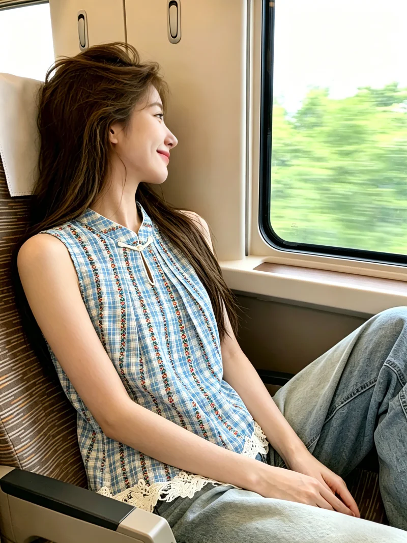 New Chinese Style Shirt without Sleeves Women's Summer New Lace Trim Stand Collar Top Self-Preserved Button Grid Pattern
New Chinese Style Shirt without Sleeves Women's Summer New Lace Trim Stand Collar Top Self-Preserved Button Grid Pattern