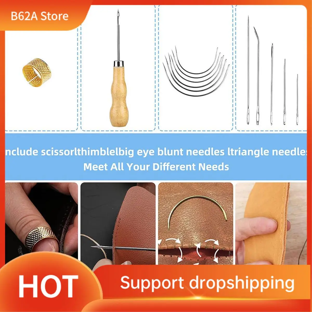 B62A 34 PCS Basic Leather Sewing Kit: Upholstery Thread Cord, Leather Waxed Thread With Sewing Awl, Seam Ripper
B62A 34 PCS Basic Leather Sewing Kit: Upholstery Thread Cord, Leather Waxed Thread With Sewing Awl, Seam Ripper