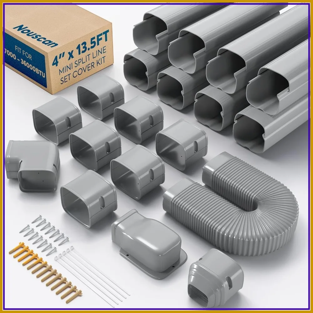 4" x 13.5Ft Mini Split Line Set Cover with Flexible Duct, Gray PP Decorative Kit for AC, Heat Pump, HVAC
4" x 13.5Ft Mini Split Line Set Cover with Flexible Duct, Gray PP Decorative Kit for AC, Heat Pump, HVAC