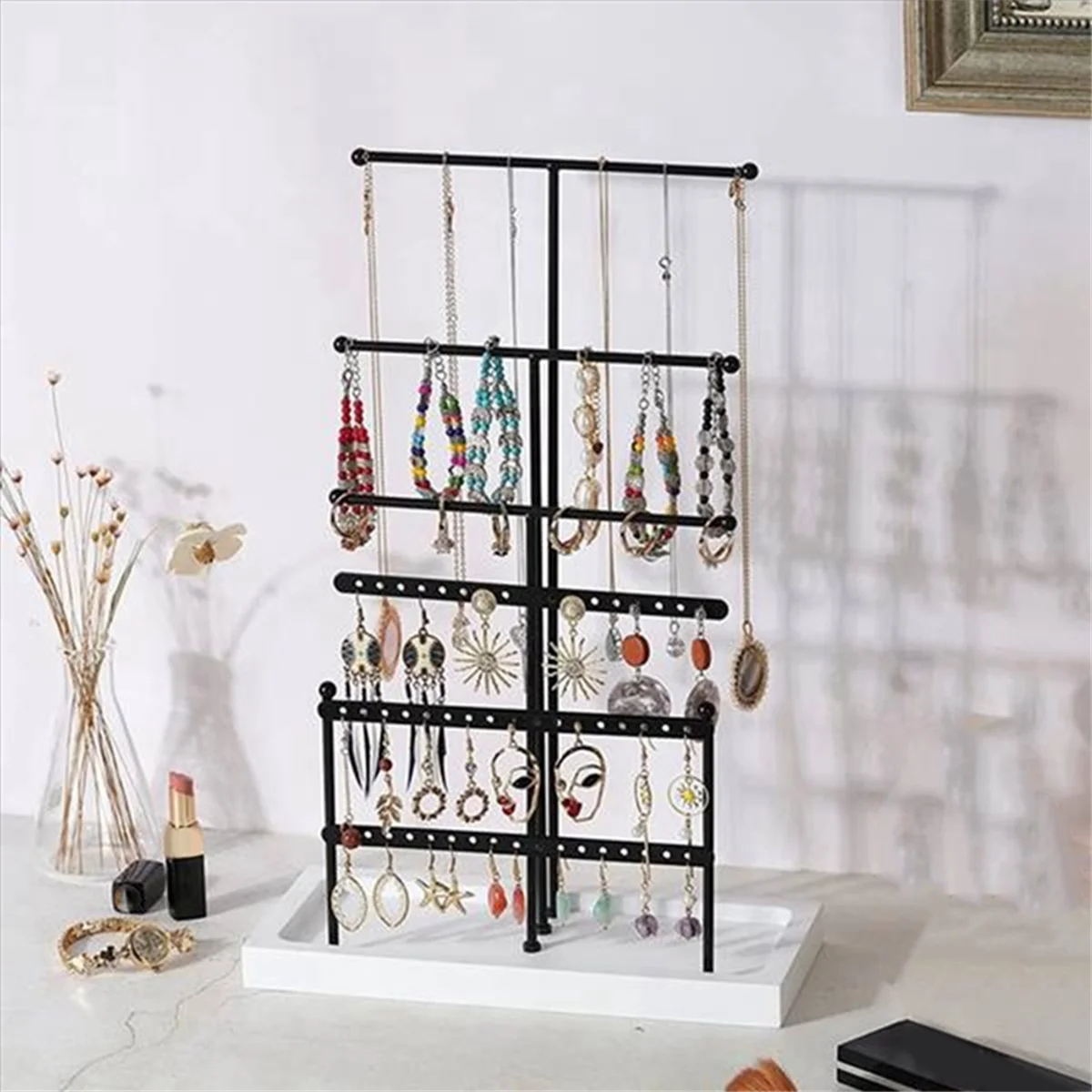 Jewelry Organizer Tabletop Jewelry Holder Earring Necklace Bracelet 6 Tier Jewelry Tree Display Stand with TrayHUG
Jewelry Organizer Tabletop Jewelry Holder Earring Necklace Bracelet 6 Tier Jewelry Tree Display Stand with TrayHUG