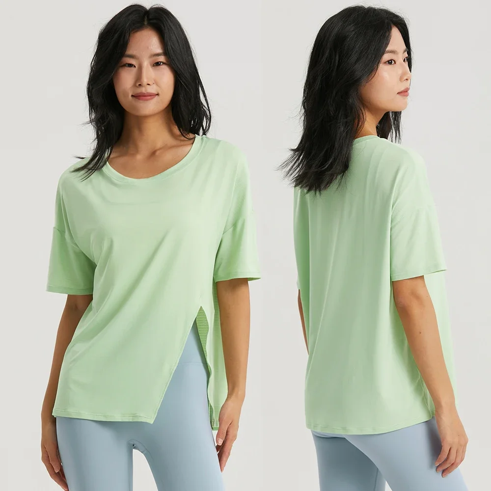 Yoga Shirts Gym Women Cool Yarn Sports Top Short Sleeve Women Round Neck Yoga Blouse T-shirt Split Sides Workout Gym Sportswear
Yoga Shirts Gym Women Cool Yarn Sports Top Short Sleeve Women Round Neck Yoga Blouse T-shirt Split Sides Workout Gym Sportswear