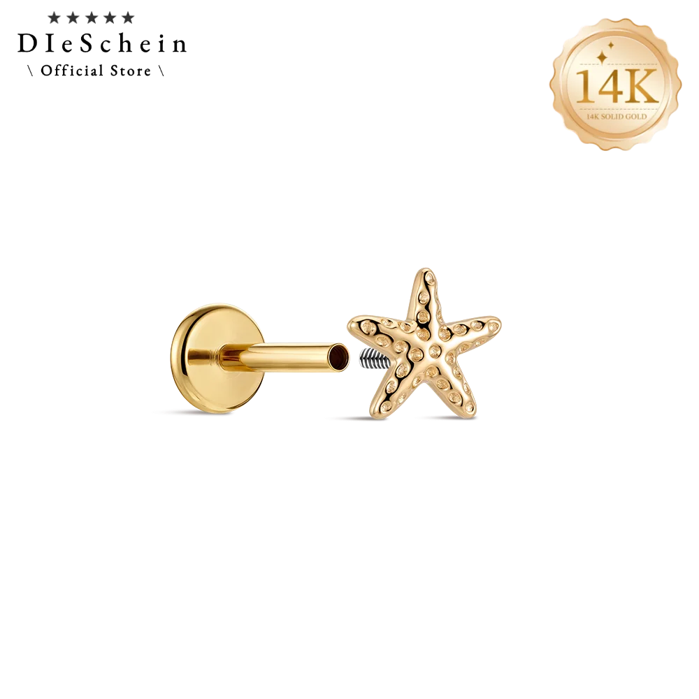 DIeSchein 14K Solid Gold Flat Back Piercing Stud Dainty Crystal Starfish Internal Thread Elegant Helix Tragus Ear Stud for Women
DIeSchein 14K Solid Gold Flat Back Piercing Stud Dainty Crystal Starfish Internal Thread Elegant Helix Tragus Ear Stud for Women