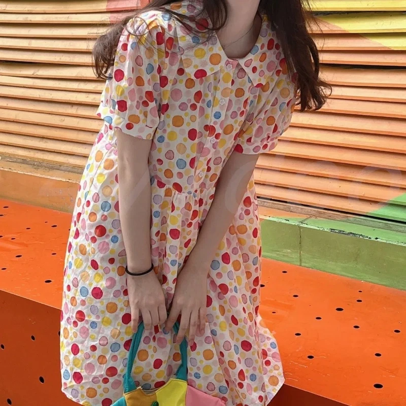 Preppy Style Sweet Cute Summer Women's Student Patchwork Folds Tie Dye Printed Button Loose Short Sleeve Polo Collar Shirt Dress
Preppy Style Sweet Cute Summer Women's Student Patchwork Folds Tie Dye Printed Button Loose Short Sleeve Polo Collar Shirt Dress