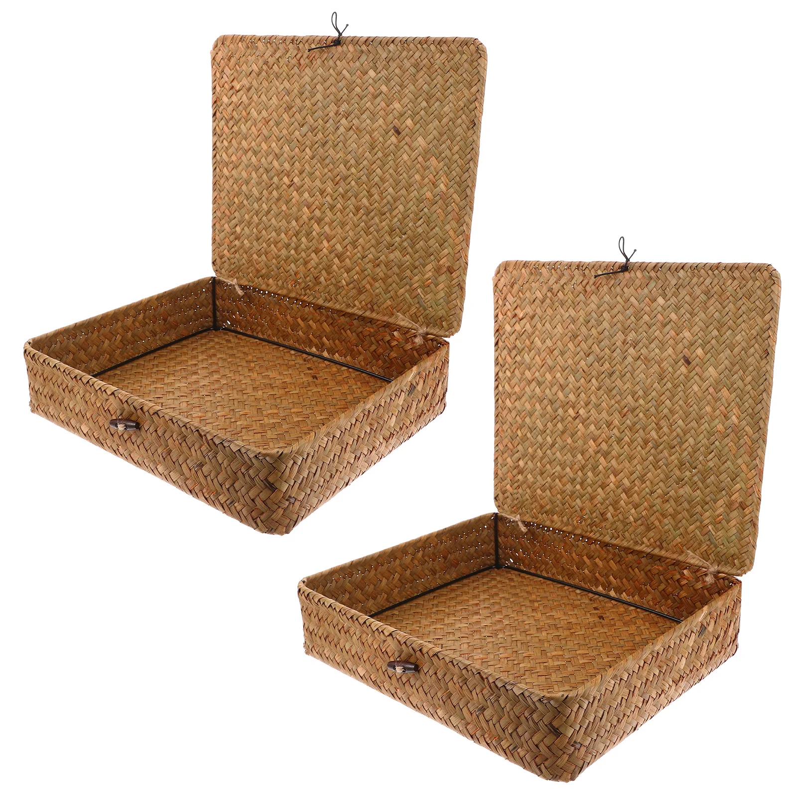 2 Pcs Storage Handwoven Seagrass Baskets with Lids for Clothes Toys Books Home Organization Decorative Bins Rectangular Flat
2 Pcs Storage Handwoven Seagrass Baskets with Lids for Clothes Toys Books Home Organization Decorative Bins Rectangular Flat
