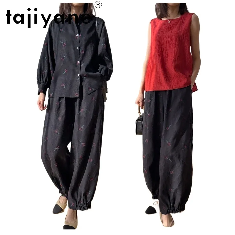 TAJIYANE 100% Mulberry Silk Pants Woman Xiangyun Sha Rose Embroidery Harem Lantern Trousers Spring Baggy Pants Women Clothes 바지
TAJIYANE 100% Mulberry Silk Pants Woman Xiangyun Sha Rose Embroidery Harem Lantern Trousers Spring Baggy Pants Women Clothes 바지