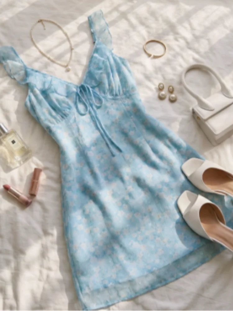 Women's Floral Straps Dress Ruffle V-neck Sleeveless A-line Long Skirt 2026 Elegant Lady Summer Beach Date Vacation Vestidos
Women's Floral Straps Dress Ruffle V-neck Sleeveless A-line Long Skirt 2026 Elegant Lady Summer Beach Date Vacation Vestidos